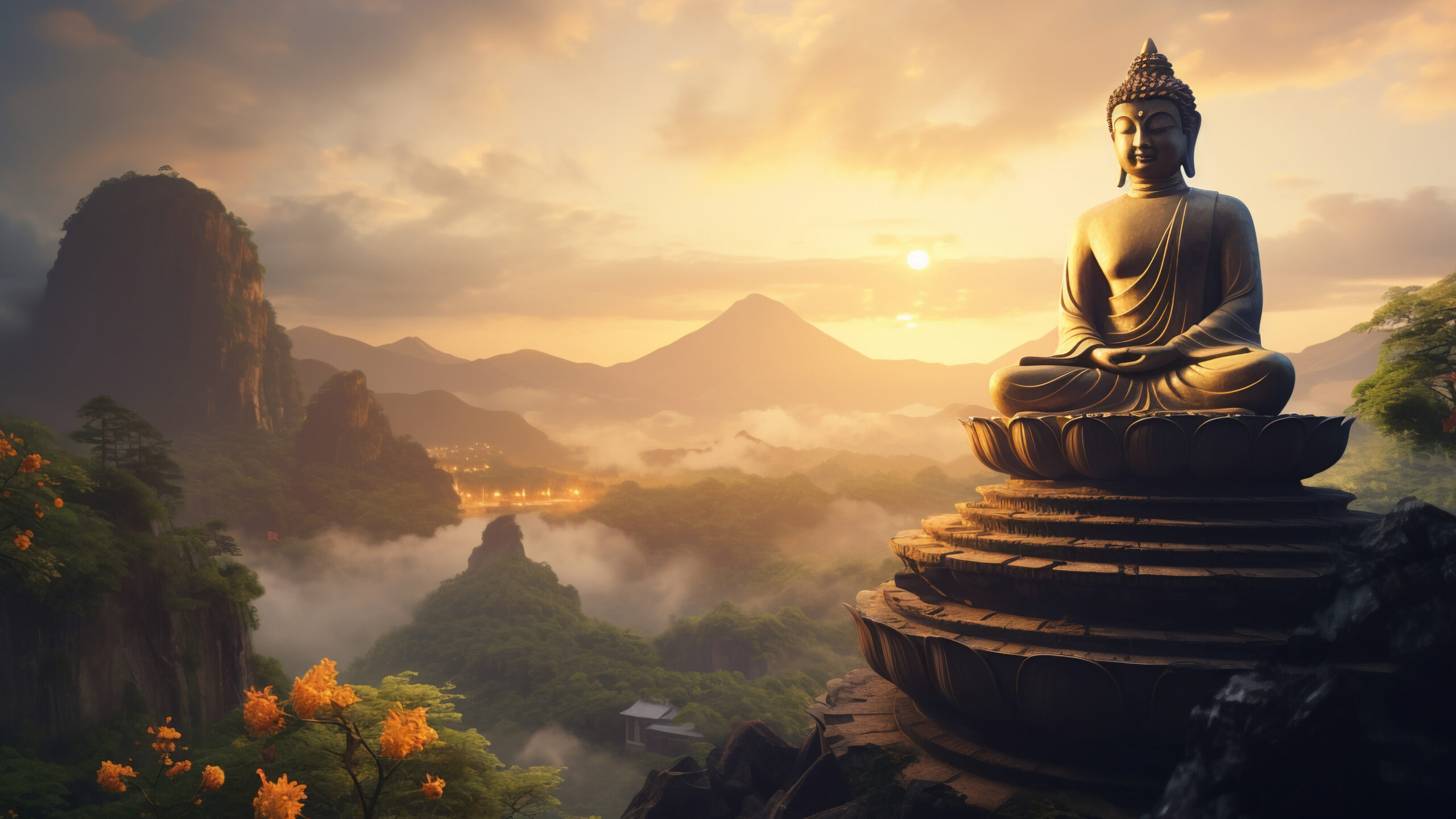 Buddha Statue With Nature Landscape Scaled